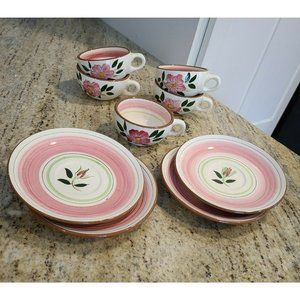 Stangl Wild Rose 5 teacups / 4 saucers! Vintage. Pink Flowers